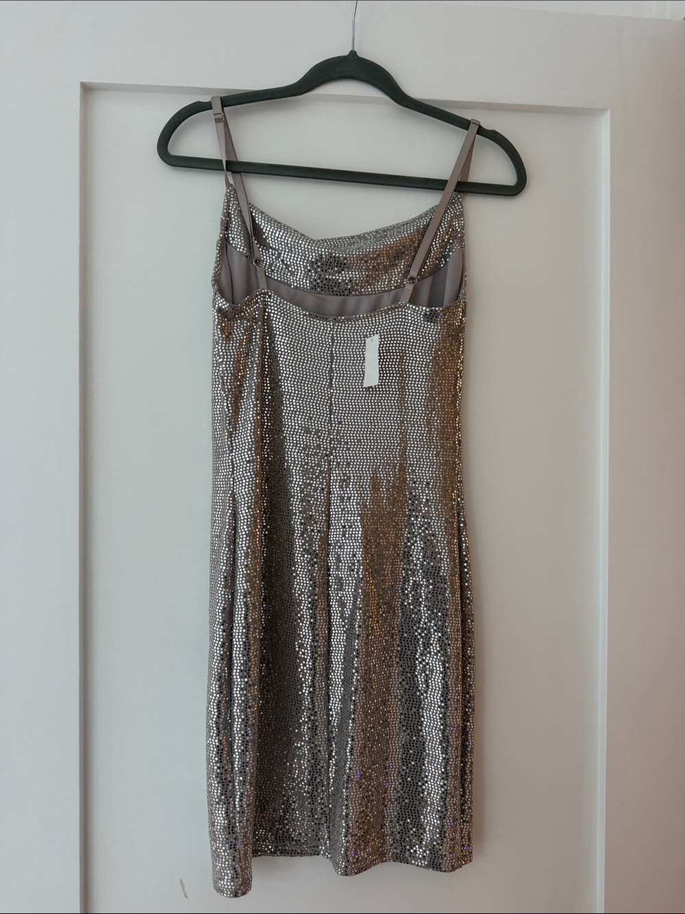 bebe Silver Sequined Cowl Mini Dress - Picture 2 of 2